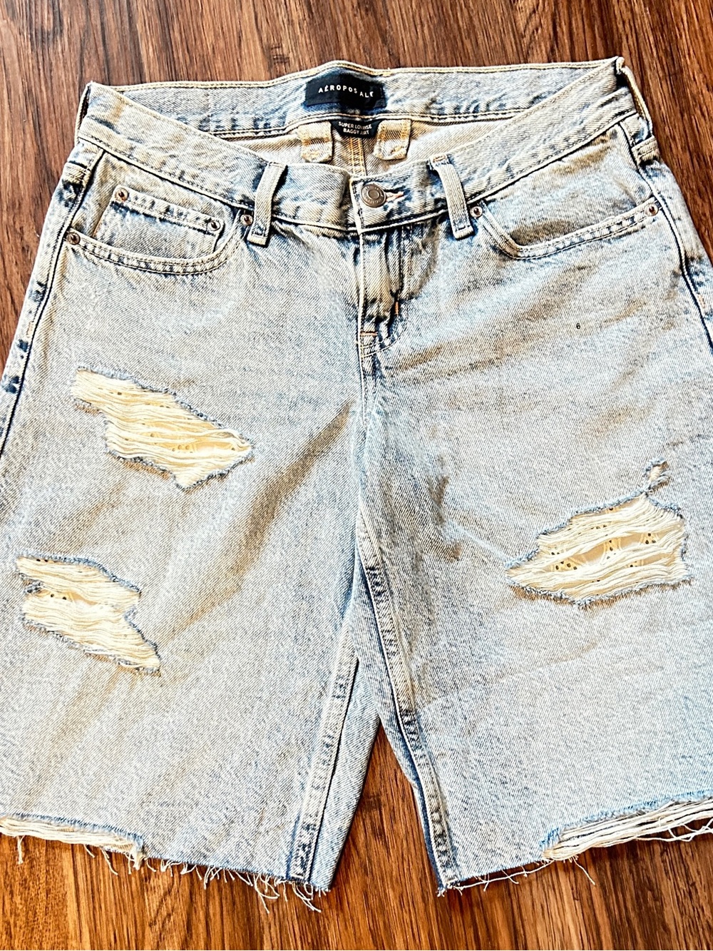 Aeropostale Light Blue Distressed Women's Jean Shorts